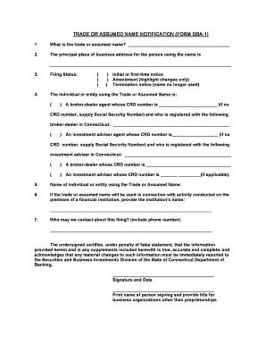 Ct Secretary of State Dba  Form