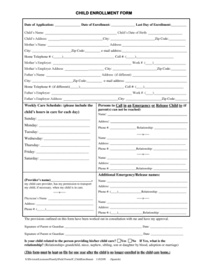 Child Enrollment Form