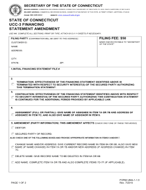  Ucc 3 Connecticut Filing Forms 2010