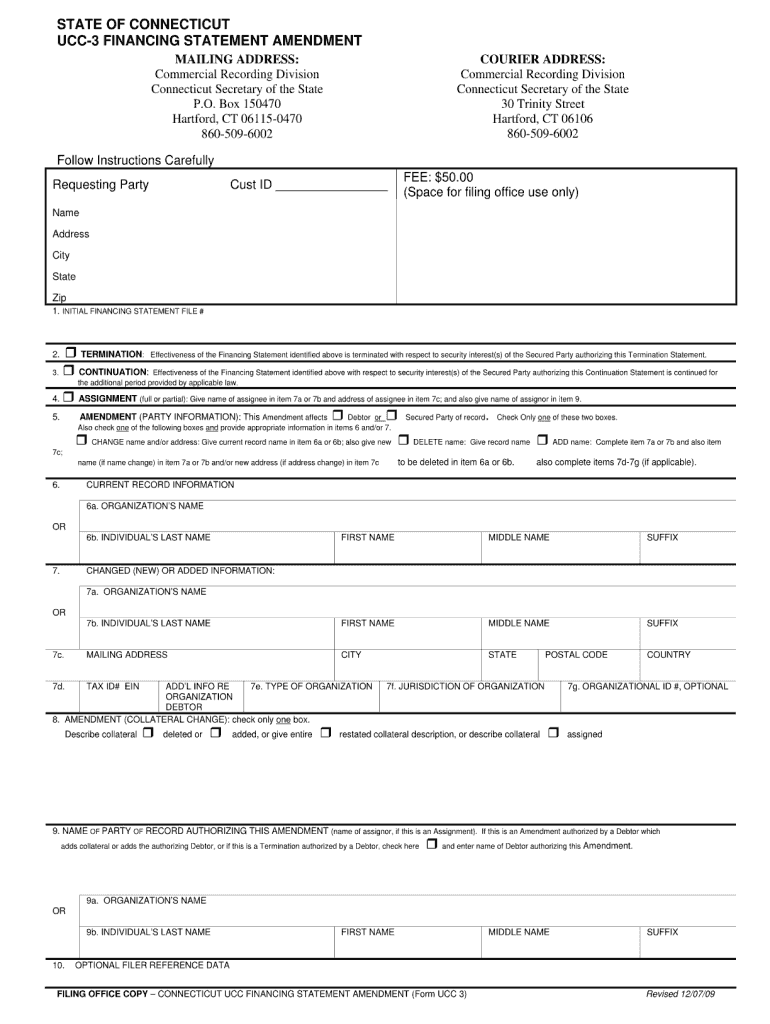 State of Ct Ucc 3 Forms