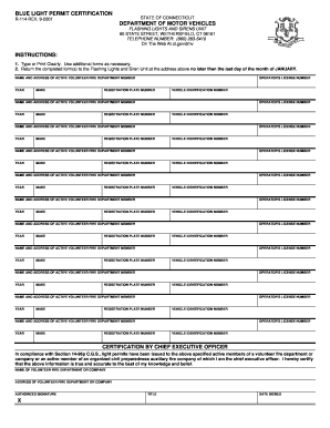 Ct Blue Light Permit  Form