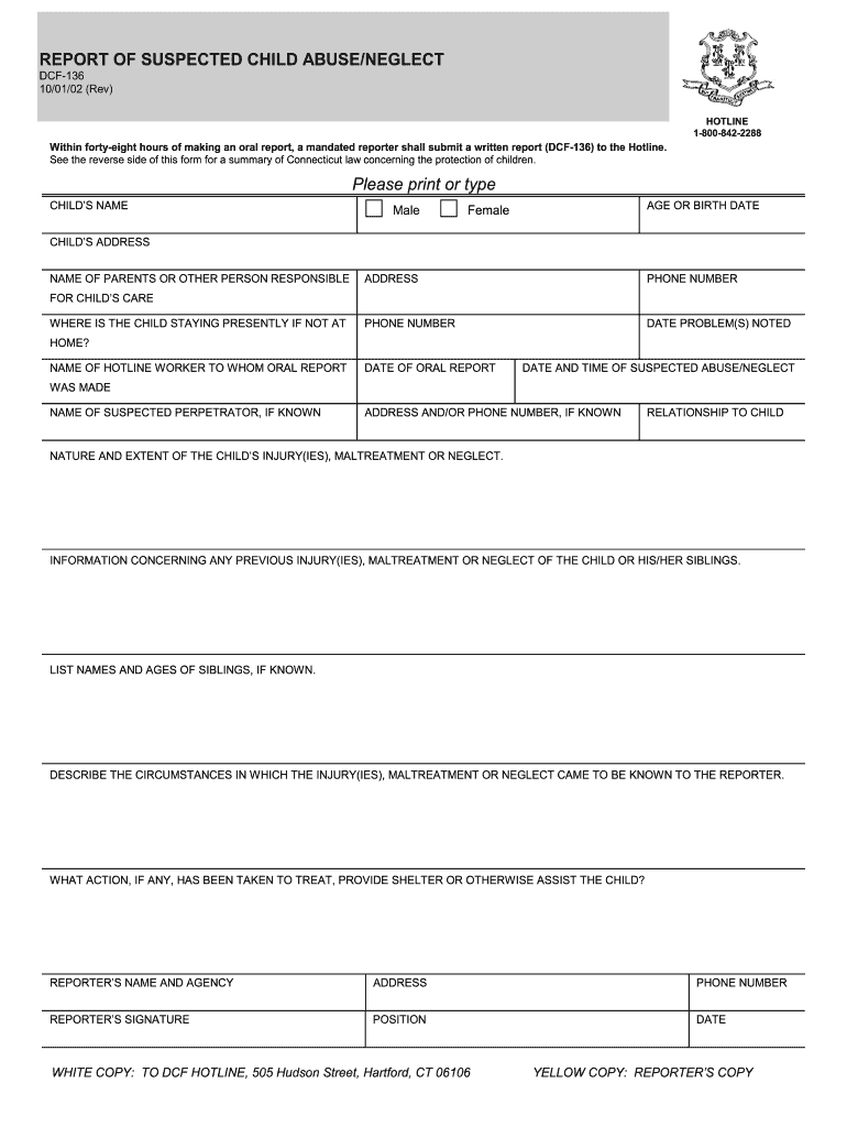  Ct Dcf Form 136 2015