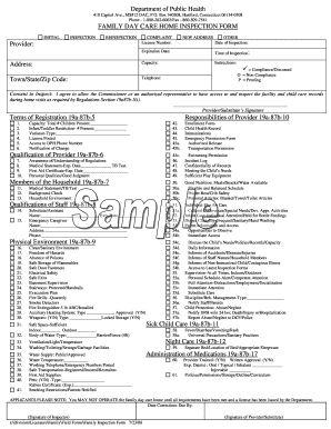 Home Daycare Inspection Checklist  Form