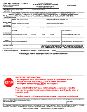 Dmv Complaint  Form