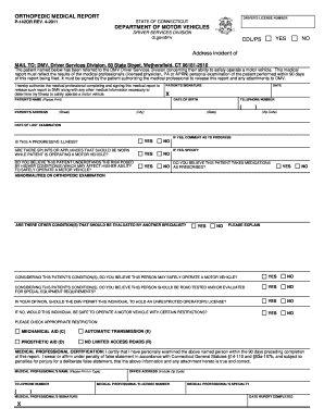  Ct Orthopedic Form 2011