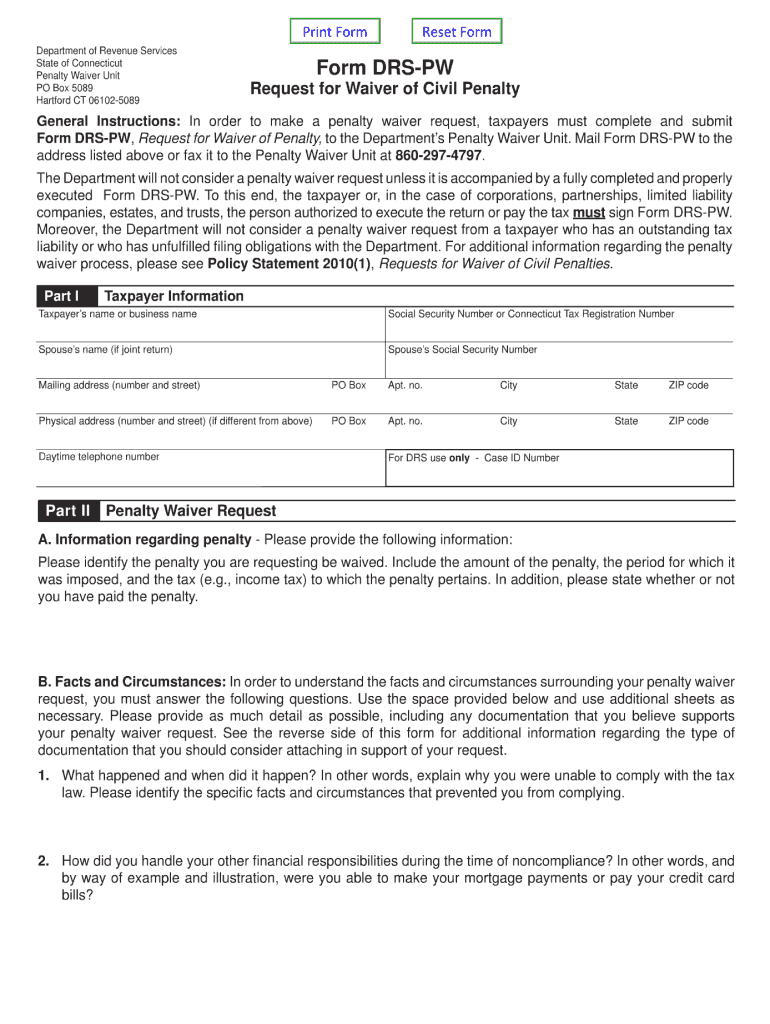  Ct Form Waiver Penalty 2020