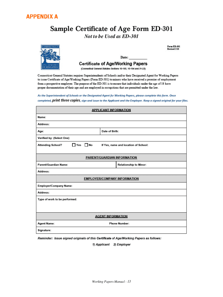  Ct Working Papers Form 2010-2024