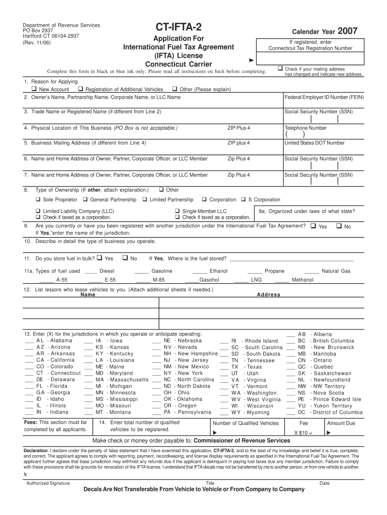 CT  IFTA  2 APPROVED 11 09 06, Application for International Fuel    Ct  Form