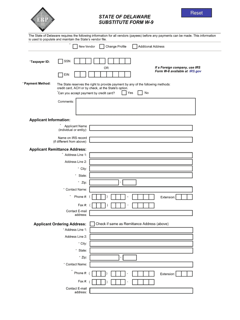 W 9 Form Delaware