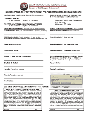 Child Support Delaware Direct Deposit Form