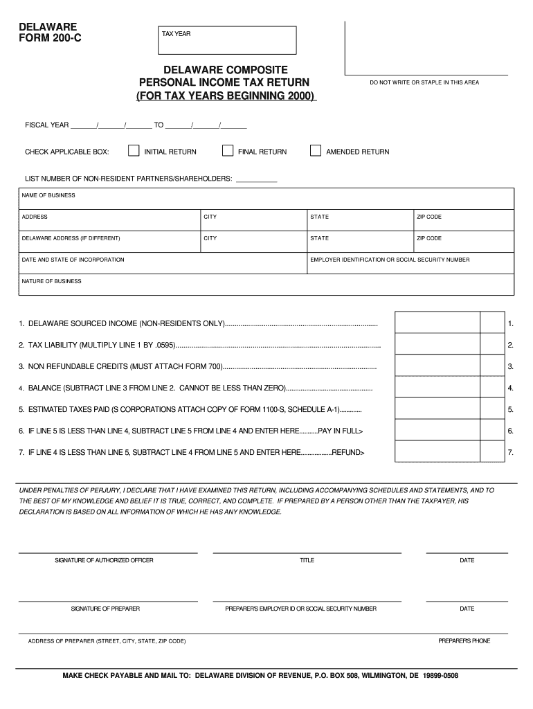  Delaware Form 200 C 2002