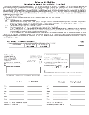 Delaware Division of Revenue 8th Monthly  Form