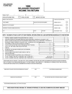 Delaware Form 400 Tax Year