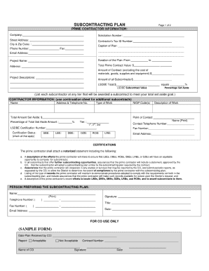 Subcontracting Plan Template  Form
