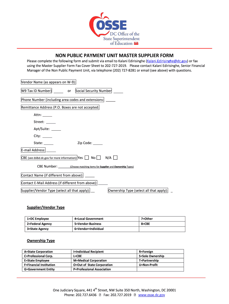 Dc Master Supplier Form