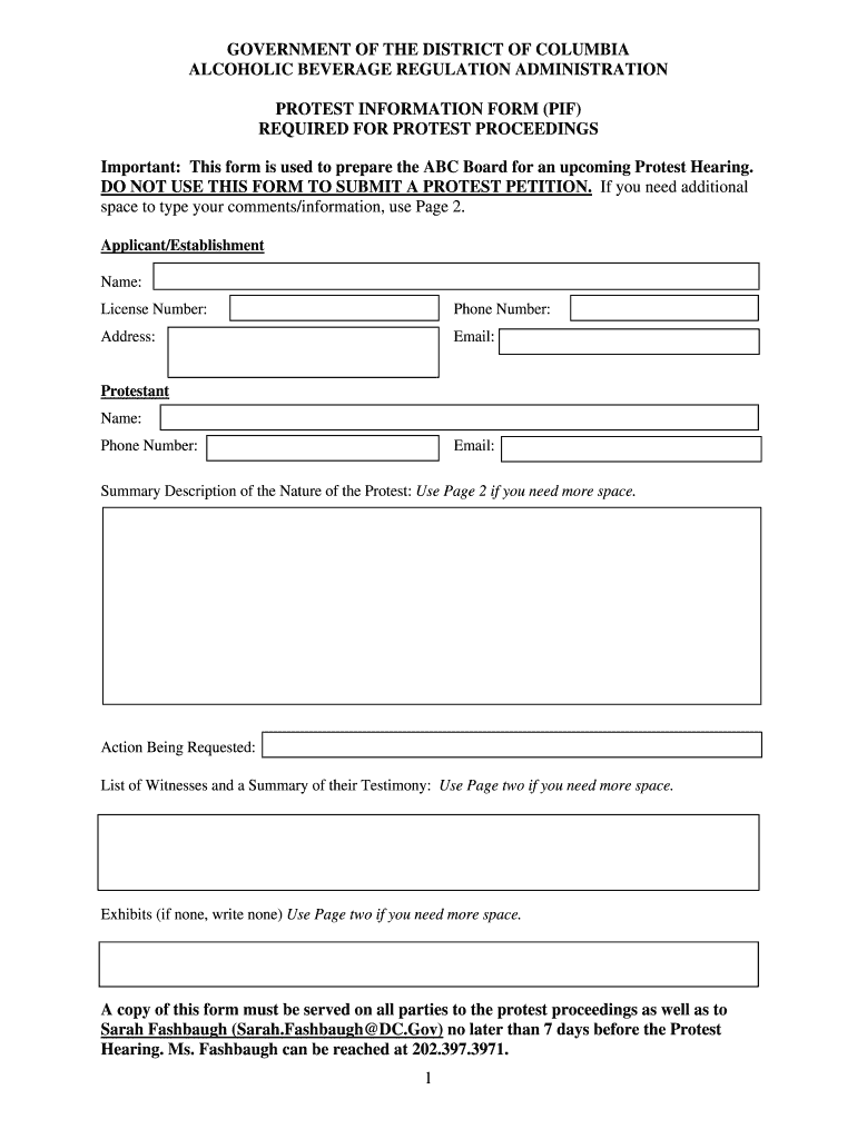 Protest Sign Fill in Name  Form