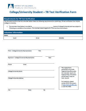 Tb Verification Form