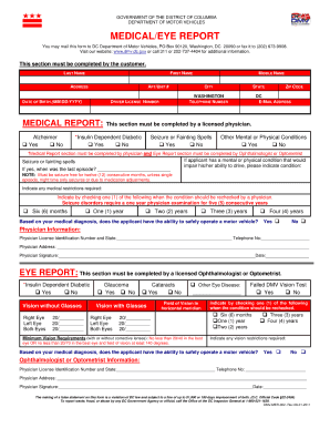 Dc Dmv Medical Eye Report  Form
