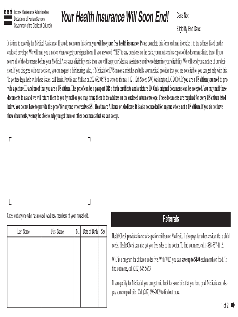 Your Health Insurance Will Soon End!  Ombudsman Dc  Form