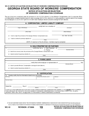 Workers Comp Certificate  Form