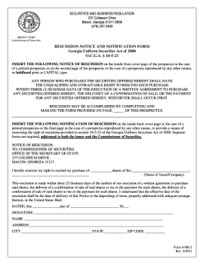 Get and Sign State of Ga Rescission Form