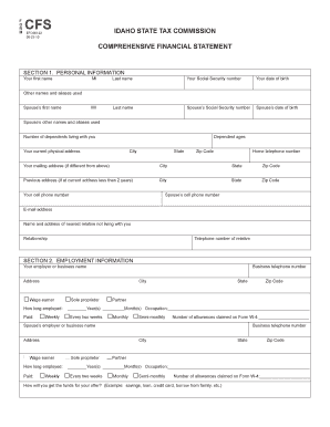 Idaho State Tax Financial Statement Form