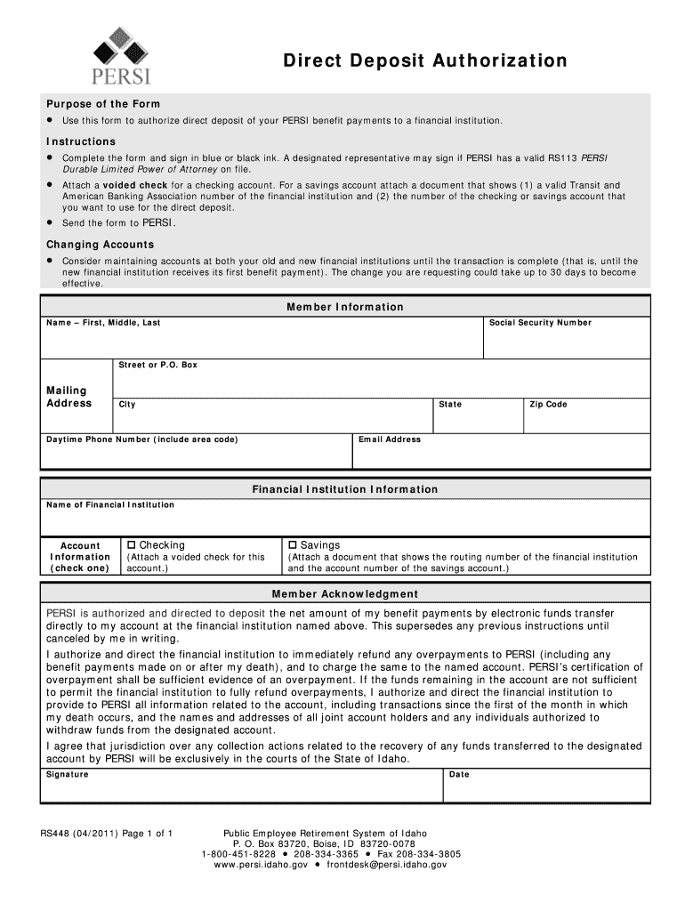 Persi Idaho Form