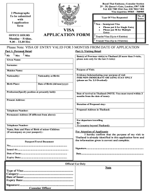 Thailand Visa Application Form Filled Sample