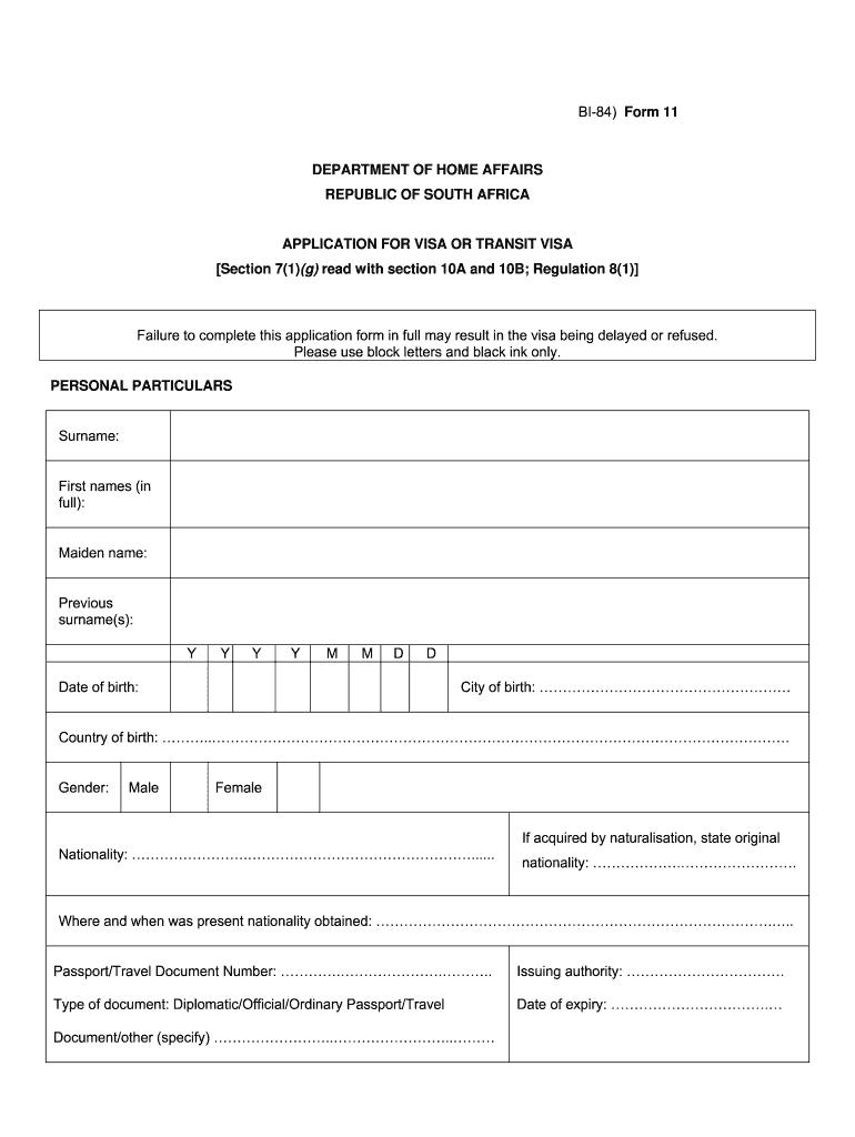 South Africa Immigration Forms