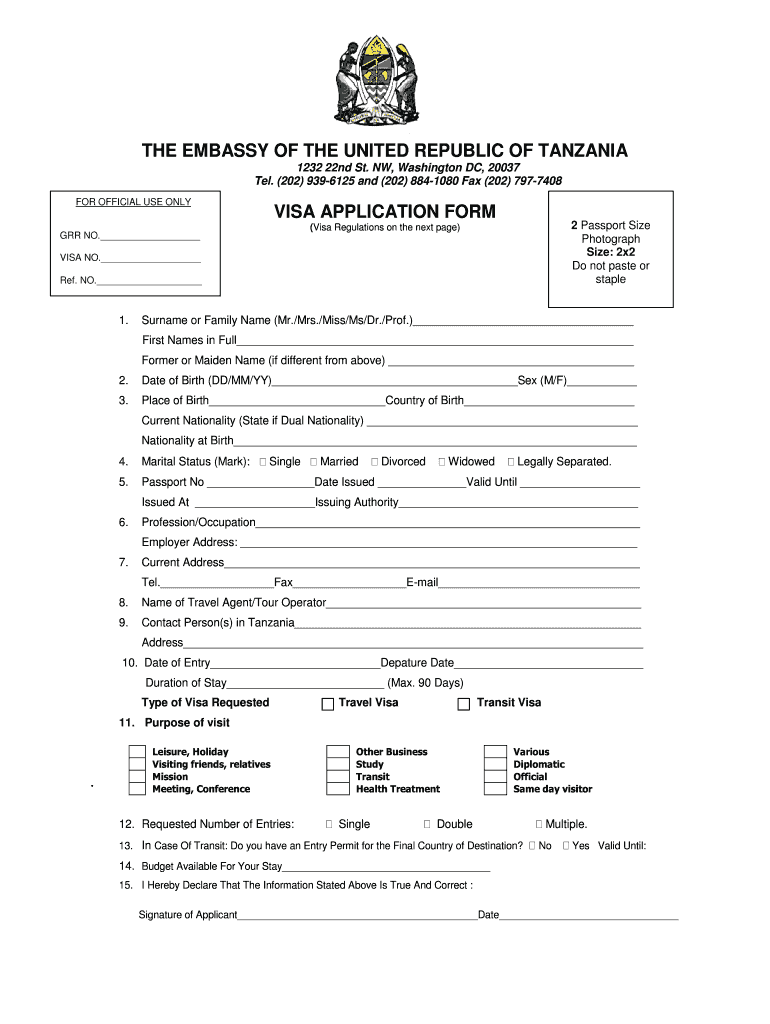 tanzania travel health form