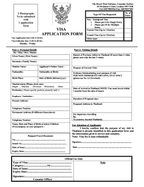 Thailand Visa Application Form Filled Sample