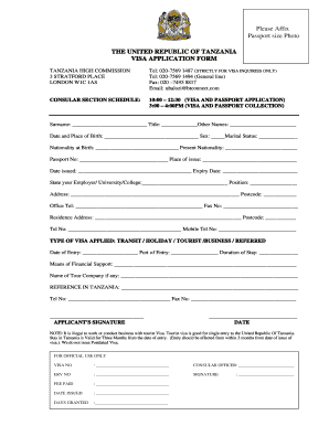 Tanzania Passport Application Form PDF