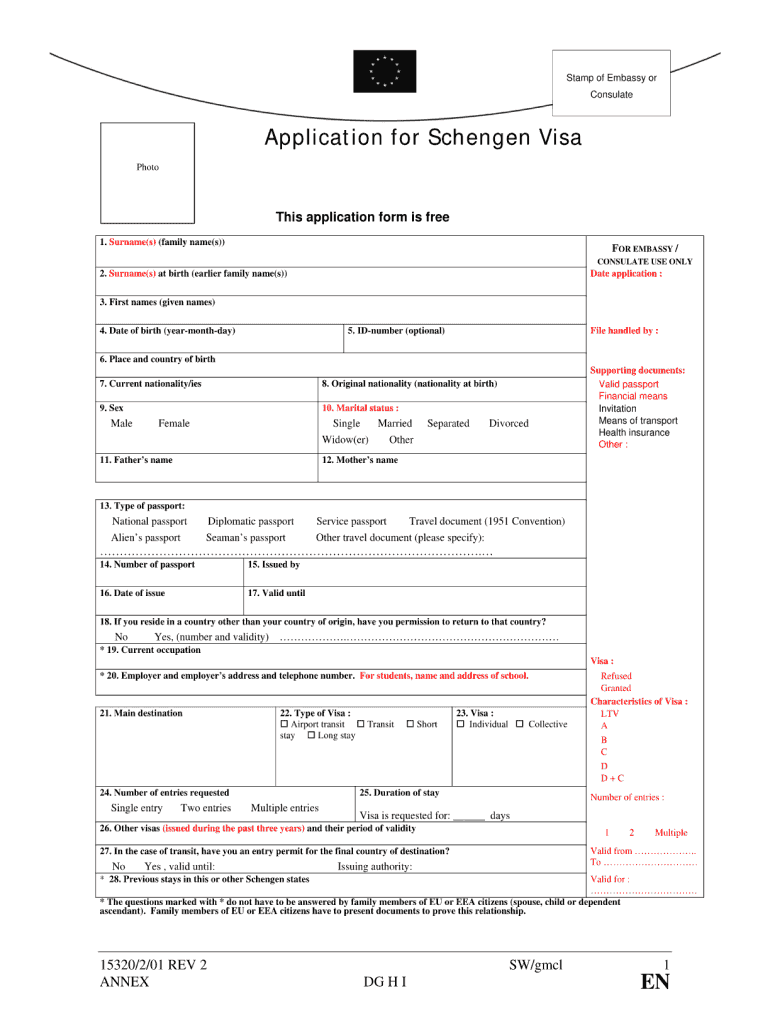 Application for Schengen Visa PDF  Form