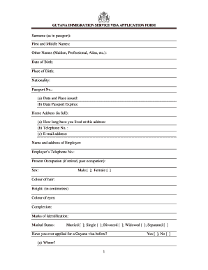 U S Visa Application Form Guyana