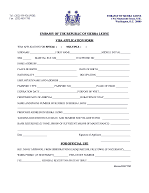 Sierra Leone Passport Application Form PDF