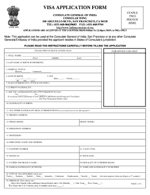 Indian Visa Application Form PDF Download