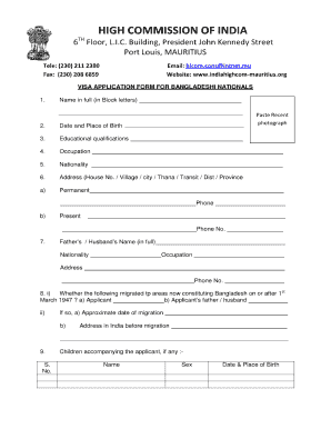 Mauritius Visa Application Form PDF