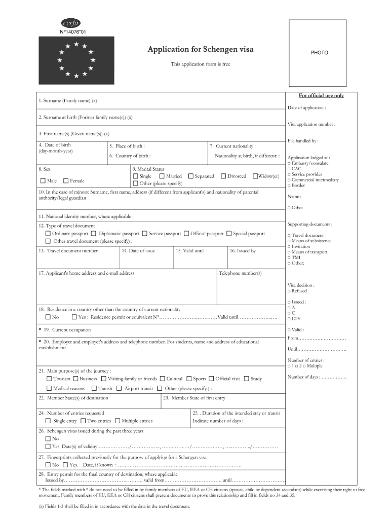 Schengen Visa Application Form