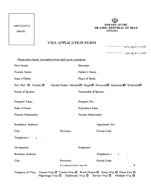  Form 001 for Iranian Passport 2001-2024