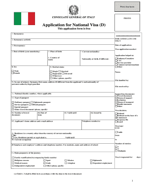 visa form italian national application italy fill printable sign signnow template pdf pdffiller