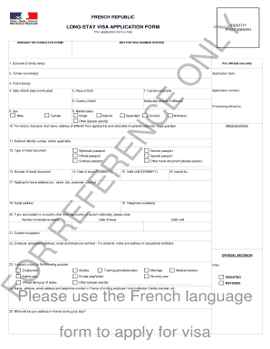 France Visa Application Form