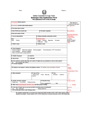 Italy Tourist Visa Application Form