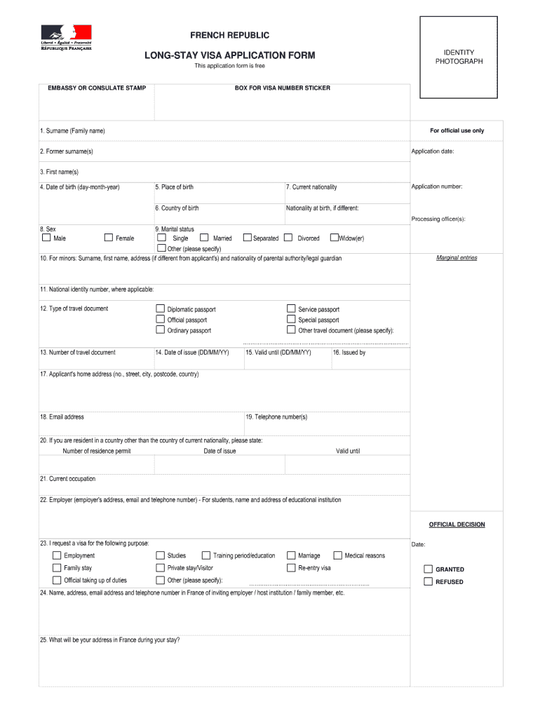 Stay Visa Application  Form