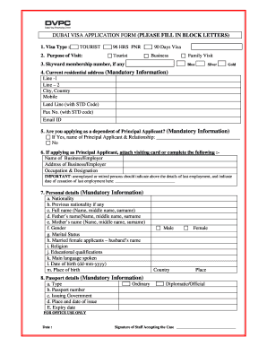  Application Form for Dubai Visa 2010