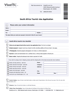 South Africa Visa Online  Form