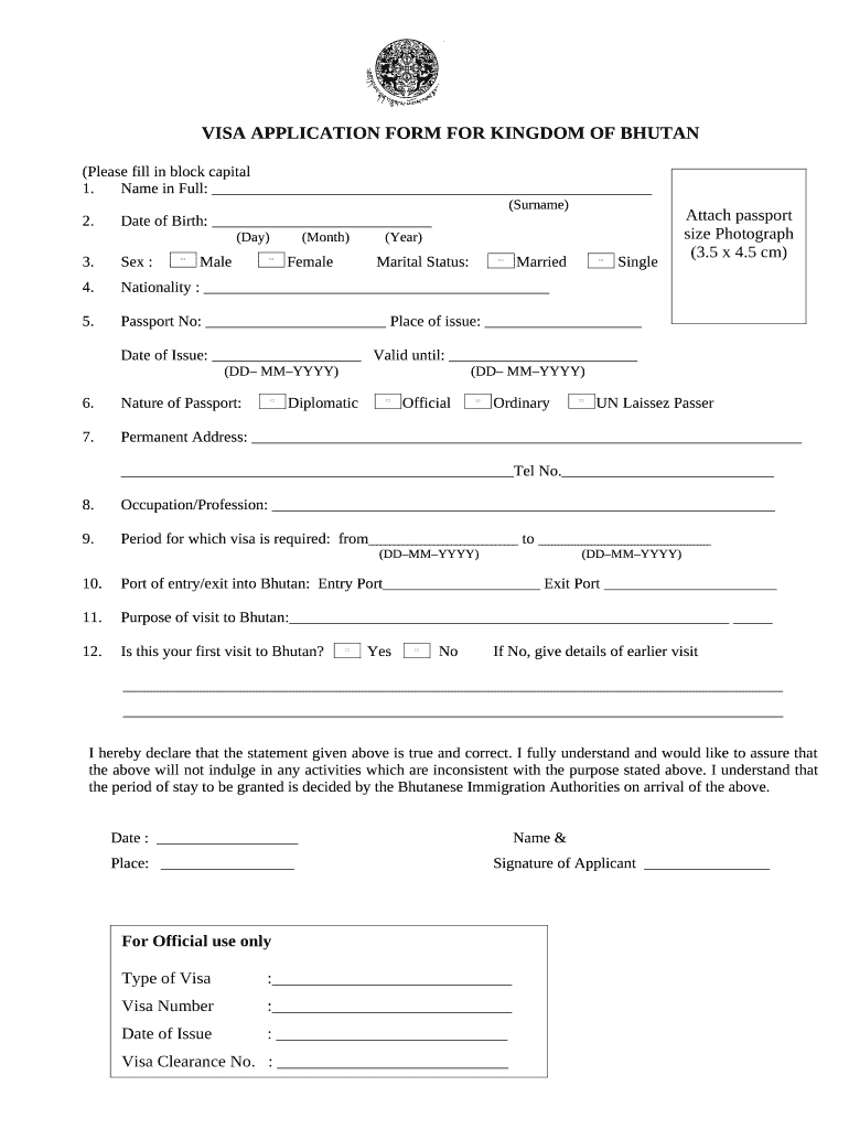 Application Bhutan Online  Form