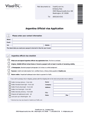 Argentina Visa Application Form