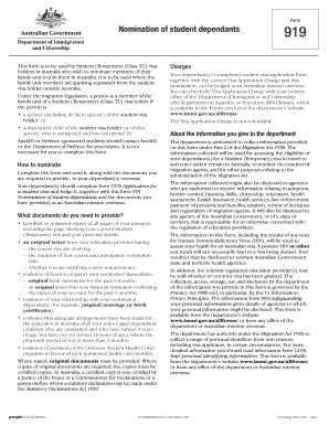 Form 919 Nomination of Student Dependents