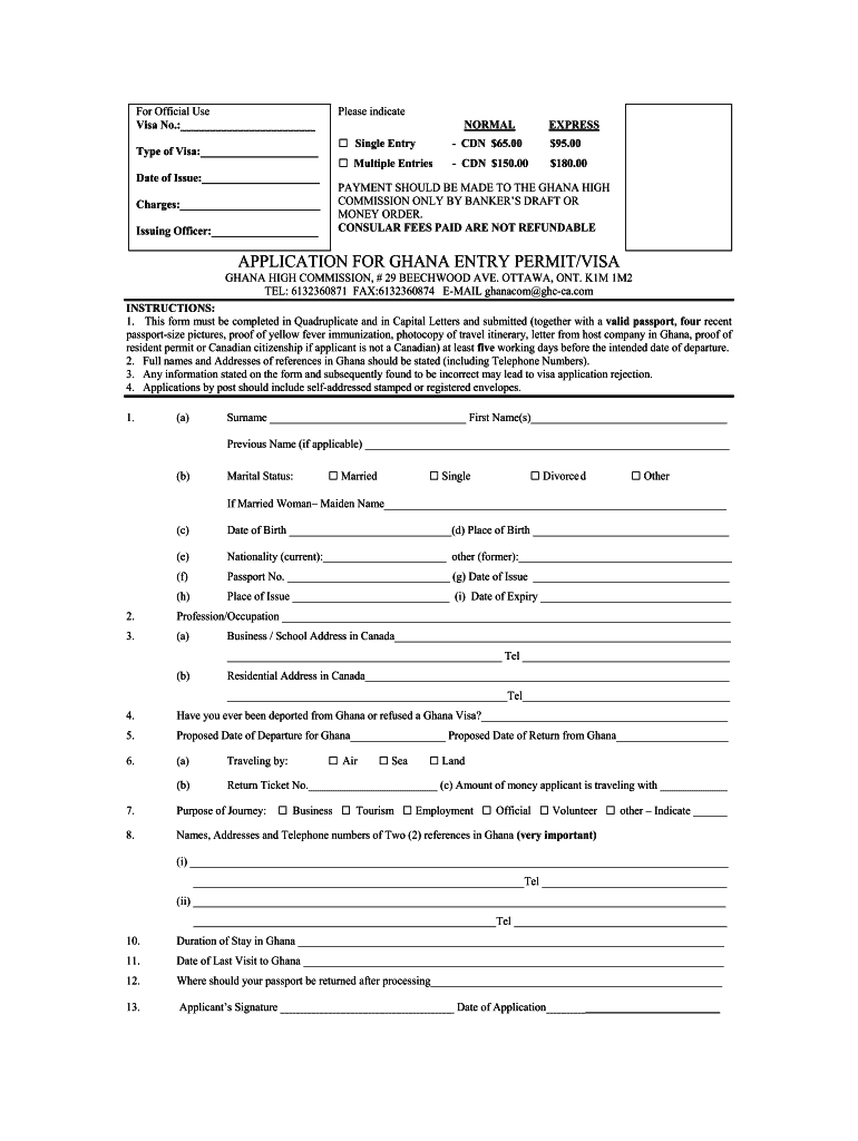 Ghana Visa Application Form