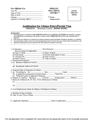 Ghana Resident Permit Sample  Form